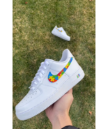 Custom White Puzzle Piece Air Force 1s  Autism Awareness Edition - $414.20 CAD