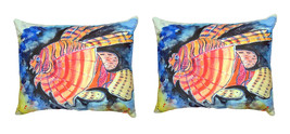 Pair of Betsy Drake Betsy’s Lion Fish No Cord Pillows 16 Inch X 20 Inch - £62.27 GBP