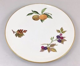 Royal Worcester Evesham Gold Porcelain Fruit 9&quot; Plate Salad Cake Peaches Berries - £21.97 GBP