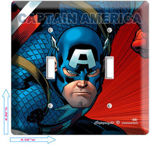 Captain America Super Hero Double Light Switch Wall Plate Cover Boy Bedroom Room - £8.60 GBP