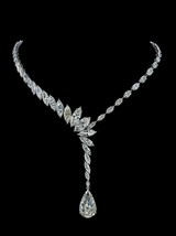 20CT Simulated Diamond 925 Silver Gold Plated Marquise Pear Leaf Collar Necklace - £183.81 GBP