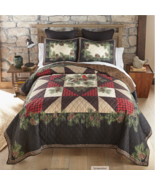 Cardinal Pine Patchwork Printed Quilt Set Rustic Farmhouse Cabin Lodge R... - $44.57+