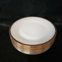 Fire King White with Gold Band Swirl 9&quot; Dinner Plates - £3.52 GBP