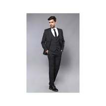 Men 3pc European Vested Suit WESSI J.VALINTIN Extra Slim Fit JV27 Black Stripe image 9