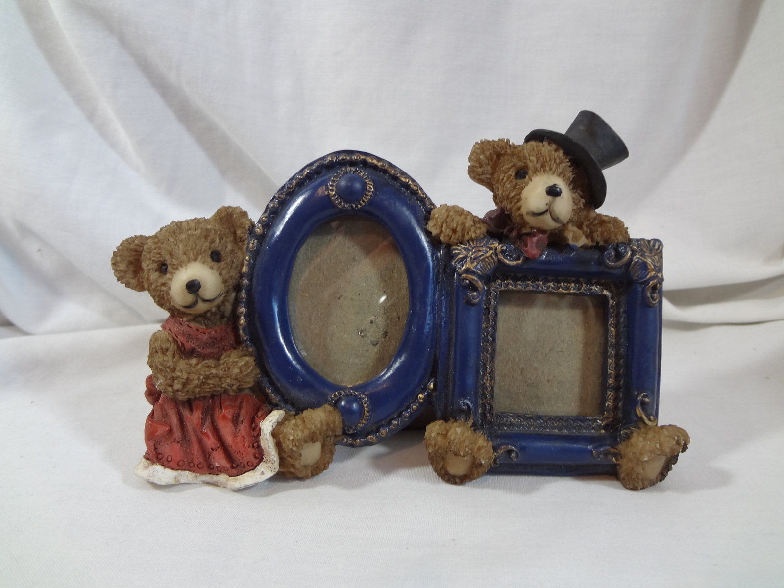 Teddy Bear Picture Photograph Frame Double Victorian Style Resin Free Standing - $1.99