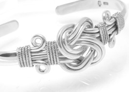Artisan Crafted Sterling Sterling Knot Cuff Bracelet 7 inch Oxidized Finish - $59.00