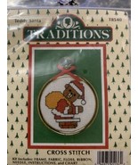 traditions cross stitch teddy santa t8540 handmade christmas decor ornament - $10.67 CAD
