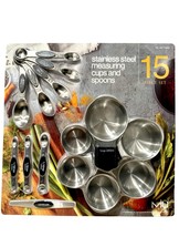 MIU Stainless Steel Measuring Cup &amp; Spoon 15Pc Set Magnetic Spoons Nesti... - $19.99