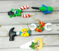 Ceramic Tool Christmas Ornament Lot (5) Decorations Hammer Wrench Saw Pliers NOS - £10.70 GBP