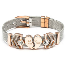 BAOPON Fashion MOM Stainless Steel Mesh Bracelets For Women Mother Heart Lock Cr - £11.66 GBP