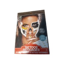 White &amp; Metallic Gold Skull Temporary Face Tattoos With Gems, 44pc 14 Ta... - $12.00