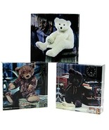 Gund Set of 3 Vintage Teddy Bear Glass Paper Weights 3-1/2&quot; Square Assor... - $376.79 MXN