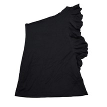 Ella Moss Dress Womens S Black Bodycon One Shoulder Ruffle Stretch Zip - £20.34 GBP