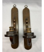 2 Vintage Wooden Candlestick Candle Holders Wall Cornwall Wood Products - $9.49