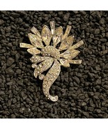 Vintage Bogoff Clear Rhinestone Large Floral Brooch - $1,383.96 MXN