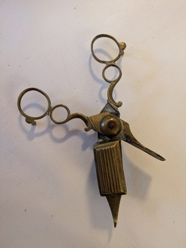 Tijeras Mouchette Snuffer Vela Candelero De Latón Tijeras Sin Marcar - $59.24