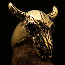 Excellent crafted Men&#39;s Cowboy Ring detailed long horned Bull Skull - £21.23 GBP