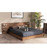 Adelino Walnut Brown Queen Size Platform Storage Bed w/Shelves - €685,72 EUR