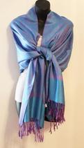 Blue with Purple 20Pc Pashmina Cashmere Paisley Shawl/Wrap/Scarf/Stole - £177.01 GBP