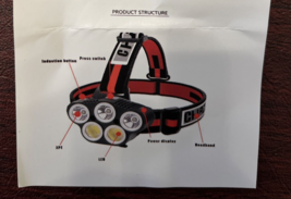 Headlamp Flashlight Rechargeable Super Bright LED Head Waterproof Outdoors NEW - £14.18 GBP