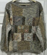 Au Contraire Women&#39;s Vintage Grey Mix Textured Patchwork Knit Sweater Si... - $15.18