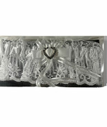 Wedding Garter White Lace and Satin with Bow and Rhinestone Heart Ganz E... - $15.92 CAD