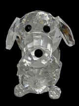 Vintage Crystal Clear Cut Glass Dog Poodle Figurine Black Eyes Nose Sun ... - $17.54