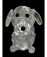 Vintage Crystal Clear Cut Glass Dog Poodle Figurine Black Eyes Nose Sun ... - £13.97 GBP