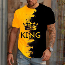  King&#39;s Crown T-Shirt Graphic Print   Black &amp; Gold Crew Neck - Short Sle... - £16.99 GBP