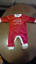 Old Navy Babys First Christmas Romper 3-6 Months Red Velour Snaps Open Feet - £6.79 GBP
