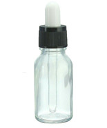 small Clear Glass Bottle Boston rOund 3 1/4&quot; 1 tablespoon w/ Glass drip ... - $18.21