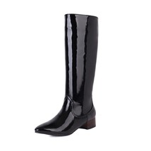 Classic Womens High Knee Boots Patent Leather Pointed Toe Knee High Boots Women  - £43.23 GBP