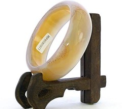 2.3&quot;Certified Nature Light Yellow Chalcedony Jade Women&#39;s Bangle Bracele... - $30.00