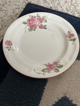 Roseland Salad Dessert Plate (s) 7 1/2&quot; Rose Gibson Stoneware White Pink... - $10.48