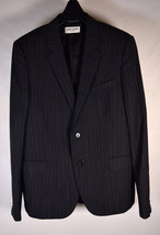 Saint Laurent Womens Two Button Blazer 100% Wool Pin Striped Black 50 Italy - £395.68 GBP