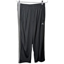 ADIDAS Mens Black Track Pants Size Medium Joggers 3-Stripes Fleece Short... - $25.03