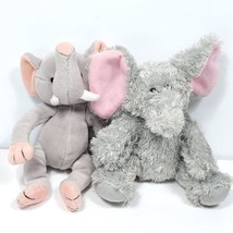 Elephant Gray Pink Plush Stuffed Animal Lot Of 2 Rainforest Cafe Evans  - £15.47 GBP