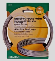 100 Ft Galvanized Steel Utility Wire 14 Gauge Solid Multi Purpose 122065 - £36.19 GBP