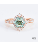 Green Moissanite Ring Asscher Cut Engagement 10K 14K 18K Rose Gold VVS F... - $767.99+