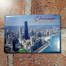 Chicago Windy City Aerial Photo Refrigerator Fridge Magnet Souvenir Vintage - $9.95