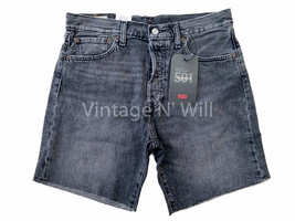 Levis Premium 501 &#39;93 Mens Black Wash 7&quot; Cut-Off Straight Fit Denim Jean... - £29.71 GBP