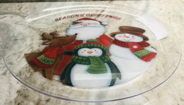 “Seasons Greetings” Christmas Plastic Clear 12” Cookies/Desert/Serving P... - $9.78