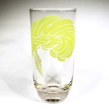 Yellow Feather Glass Tumbler Vintage 1970s MCM Plume Decal Replacement J... - $14.70