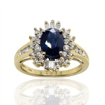 Authenticity Guarantee 
1.90 Ct. tw. Blue Sapphire with Diamond Ring 14K Yell... - £711.43 GBP