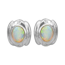 2 Karat Ovaler Schliff Labor Erstellt Feuer Opal Blende Set Omega Rücken Nieten - £93.60 GBP