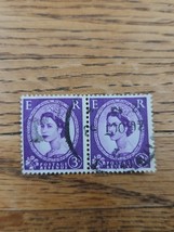 Great Britain Stamp 1950s Queen Elizabeth II 3d Used Strip of 2 - $1.49