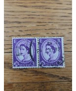 Great Britain Stamp 1950s Queen Elizabeth II 3d Used Strip of 2 - $2.05 CAD
