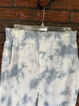 Gap High Waisted Linen Pants Size 8 Blue White Tie Dye Pull On Trousers Straight - £10.65 GBP