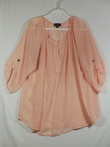 Vintage Cal Style Peach Sheer Long Sleeve Tunic Boho Blouse 2XL - £9.47 GBP