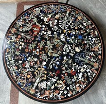 36&quot;x36&quot;  Black Pietradura  Marble  Inlay Centre Table Top Shape: Round - £1,845.23 GBP